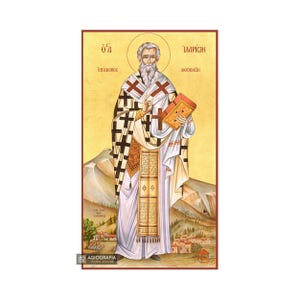 22 karats Saint Ilarion Byzantine icon | GOLD LEAVES 22k - Wood - Handcrafted Icon - Christian Gift