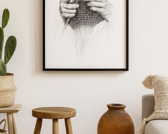 Marokkanische Künstler Tusche Skizze: Original handgemachte Kunst - A2 (Gerahmt/Ungerahmt/Digitale Option)