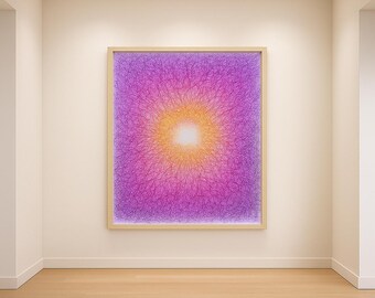 Großes abstraktes Lichtgemälde: Lila & Gelb Original Leinwand (70 x 100 cm)- Handgemalt