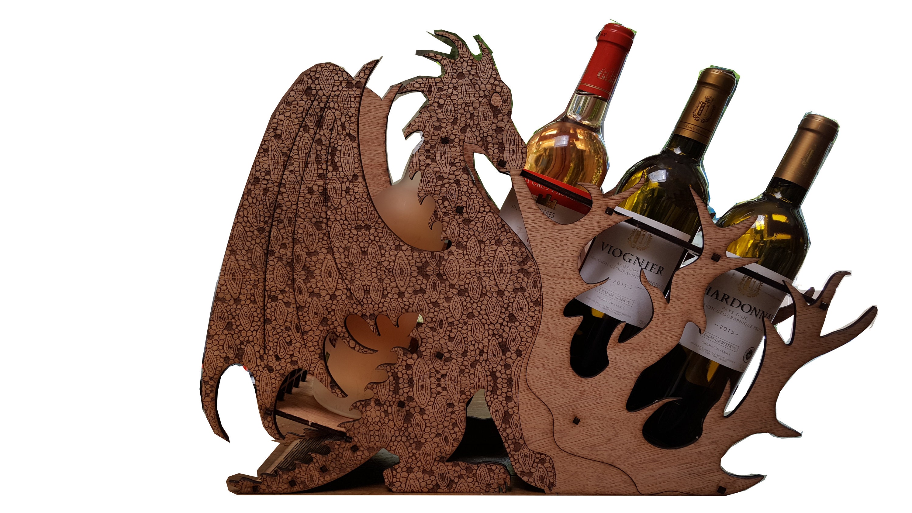 Porte Bouteille Dragon en Bois Cp de 5mm