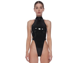 Latex Bodysuit, Latex Lingerie, Latex clothing, Erotic outfit, Black Bodysuit, Party cosplay outfit, Rave Clothing