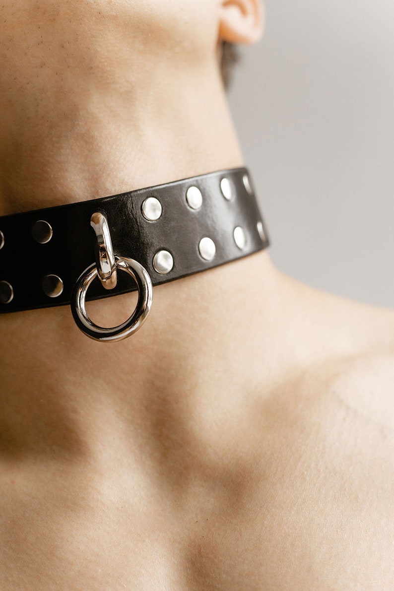 Leather men Collar Submissive male Choker mens Collar BDSM Etsy
