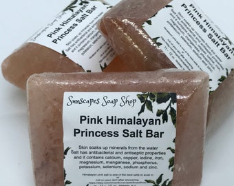 PINK HIMALAYAN SALT, Detox Bar, Exfoliating Salt Bar, All Skin Types, Mineral Rich Bars, Sore Muscle Soaks, Princess Bar, Anti-bacterial bar