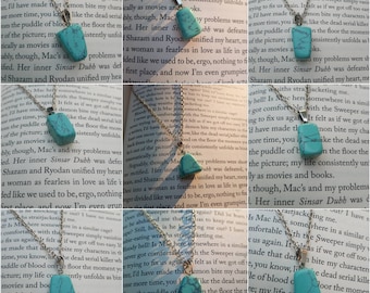 Synthetic turquoise pendant necklace blue gemstone crystal stones turquoise jewelry chakra