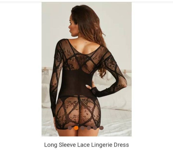 Long Sleeve Lace Lingerie Dress - Etsy 