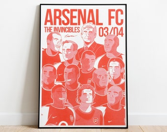 Arsenal FC Invincibles Risograph Poster, Thierry Henry, Wenger
