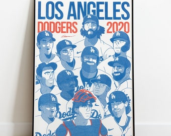 LA Dodgers 2020 World Series Champions A3 Risograph Print Poster