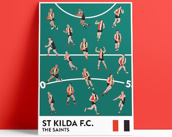 AFL St Kilda Saints Footy Print Illustrated Poster