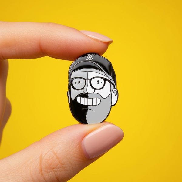 Jürgen Klopp Liverpool FC Metallic Enamel Pin. LFC Premier League Champions Badge