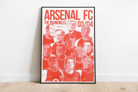 Arsenal FC Invincibles Risograph Poster, Thierry Henry, Wenger