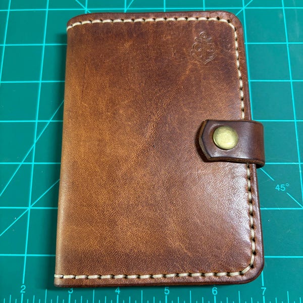 Handmade Brown Leather Passport Wallet – Minimalist Travel Holder with Strap