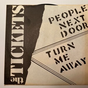THE TICKETS: Super-Rare Picture Sleeve with the &quot;People Next Door&quot; b/w &quot;Turn Me Away&quot; Vintage 45 rpm Record