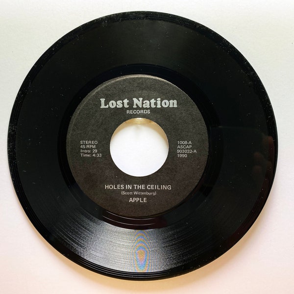APPLE: "Holes In The Ceiling" b/w "Going Back" Vintage 45 rpm Record Signed by Scott Wittenburg