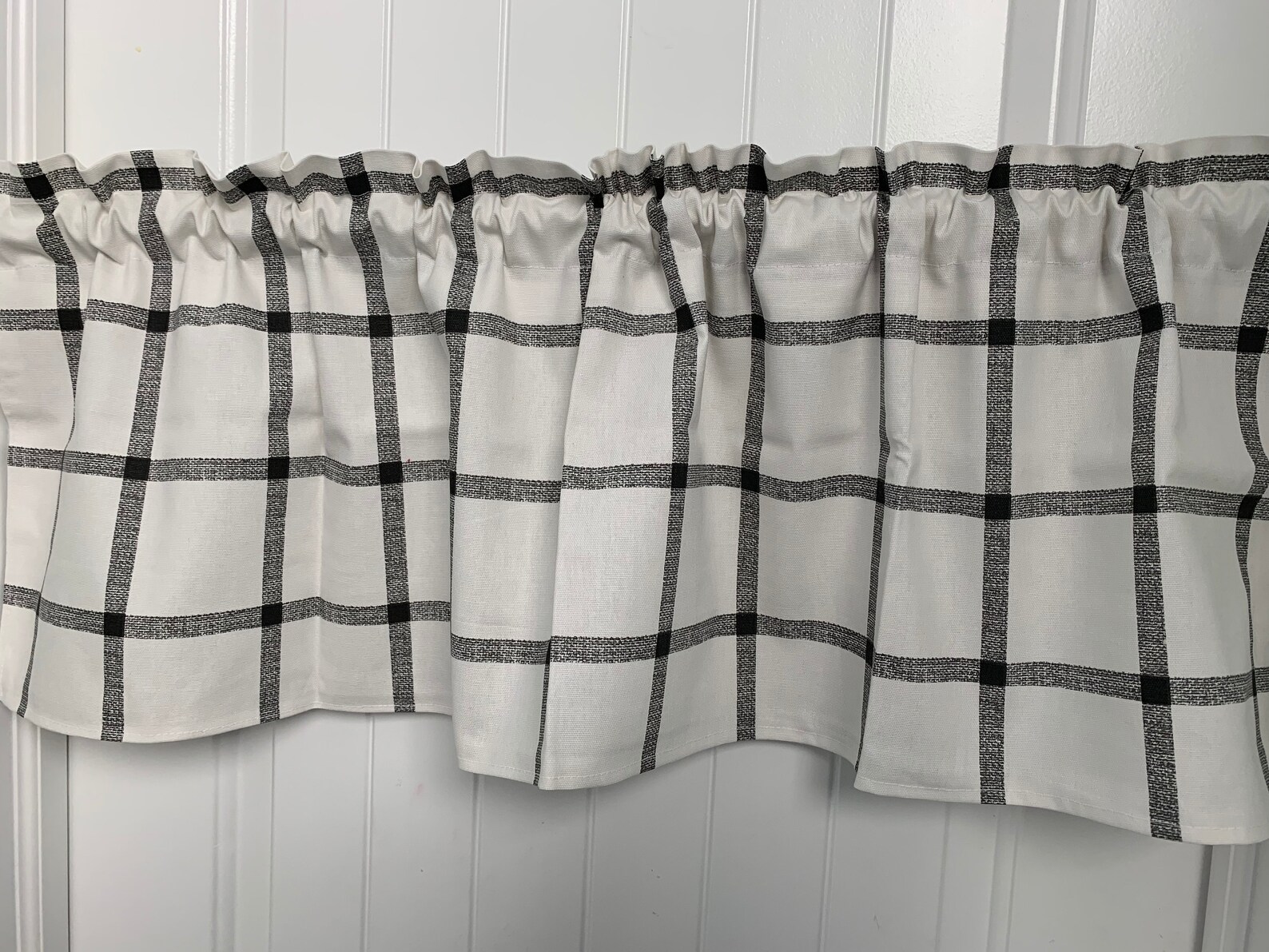 Black and White Window Pane Print Curtain Valance Etsy