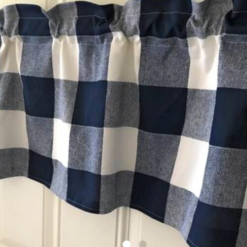 Navy Blue Buffalo Check Handmade Valance Etsy