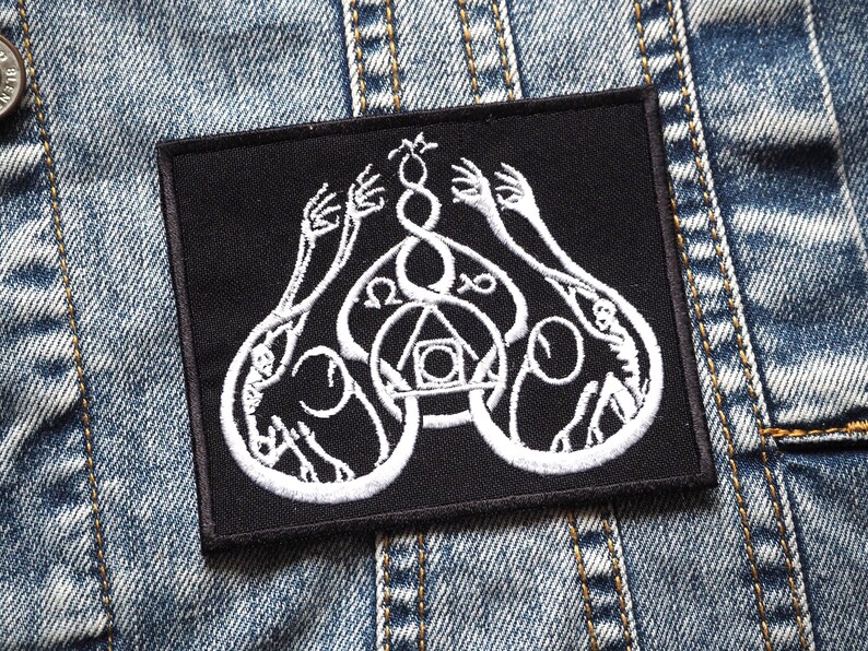 NOCTURNAL DEPRESSION,IRON ON WHITE EMBROIDERED PATCH