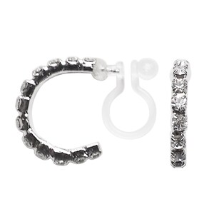 Crystal clip op hoepel oorbellen, zilveren hoepels onzichtbare clip op oorbellen, niet doorboord oorbellen, rhinestone onzichtbare clip op oorbellen hoepel