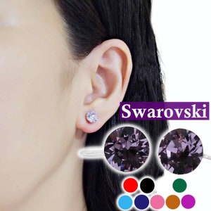 Swarovski kristal onzichtbare clip-on oorbellen, lichtpaars roze blauw bruin niet-doorboorde oorbellen, zwart rood clip-on oorbellen AB voor vrouwen