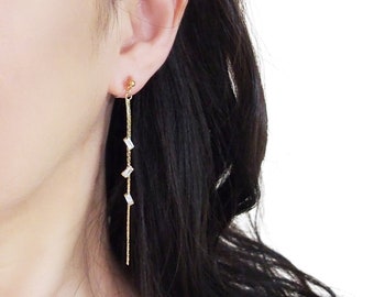 Kristallen clip op oorbellen, onzichtbare clip op oorbellen, goud clip op oorbellen, niet doorboord oorbellen, strass clip op oorbellen Dangle