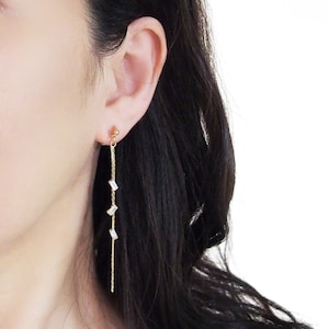 Kristallen clip op oorbellen, onzichtbare clip op oorbellen, goud clip op oorbellen, niet doorboord oorbellen, strass clip op oorbellen Dangle