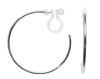 Large Open Silver Hoops with 25 mm Diameter
