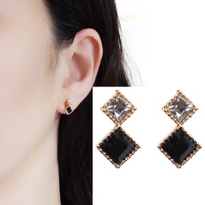 Swarovski kristal stud onzichtbare clip op oorbellen Zwart