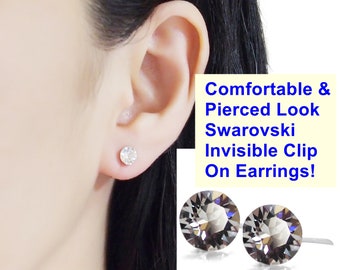 Swarovski invisible clip on earrings