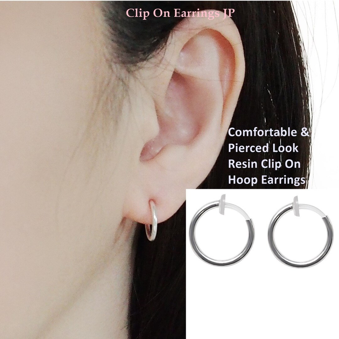 Silver Clip on Hoop Earrings, Men’s Hoops Clip Earrings, Non Pierced ...
