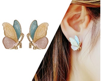 Little girl green transparent clip on earrings Butterfly clip on earrings