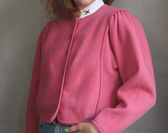 pink boiled wool jacket