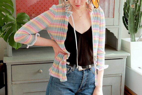 Vintage Cardigan 70s XS S Blouse Blazer 