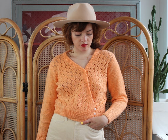 Vintage Knit Sweater 70s / S M / Dainty Orange Hol