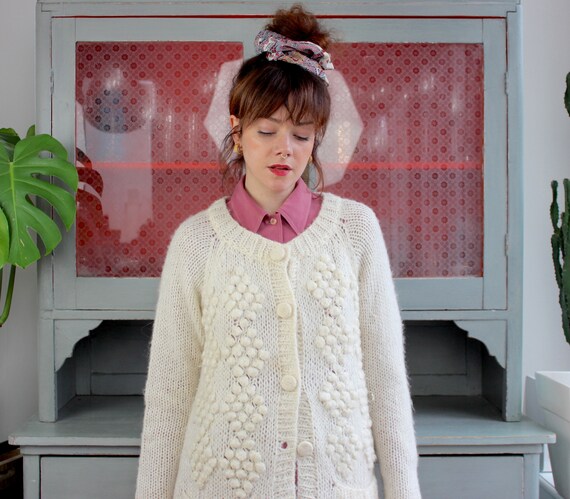 Vintage Wool Cardigan 70s / M / off 
