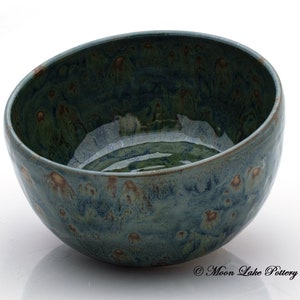 Ceramic Green and Brown Bowl Wheel Thrown Pottery