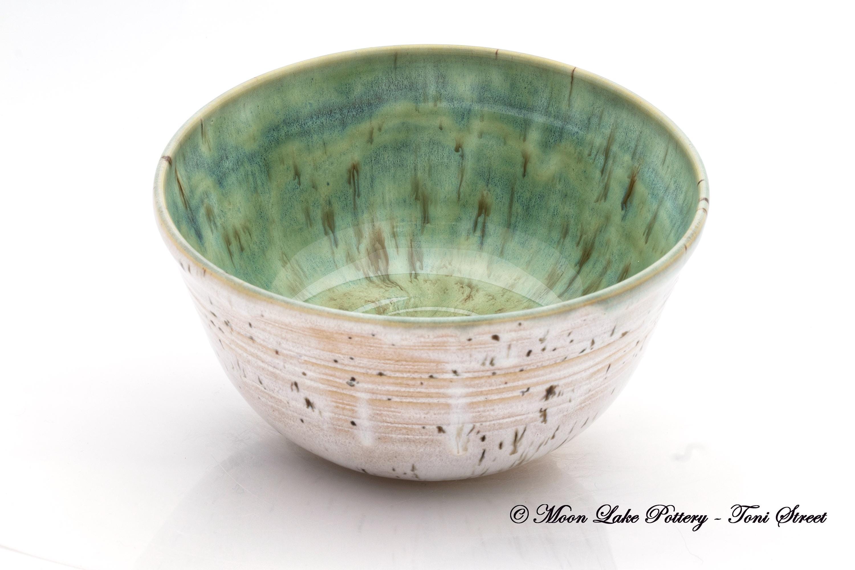 Ceramic White and Green Speckled Bowl Wheel Thrown Pottery - Etsy