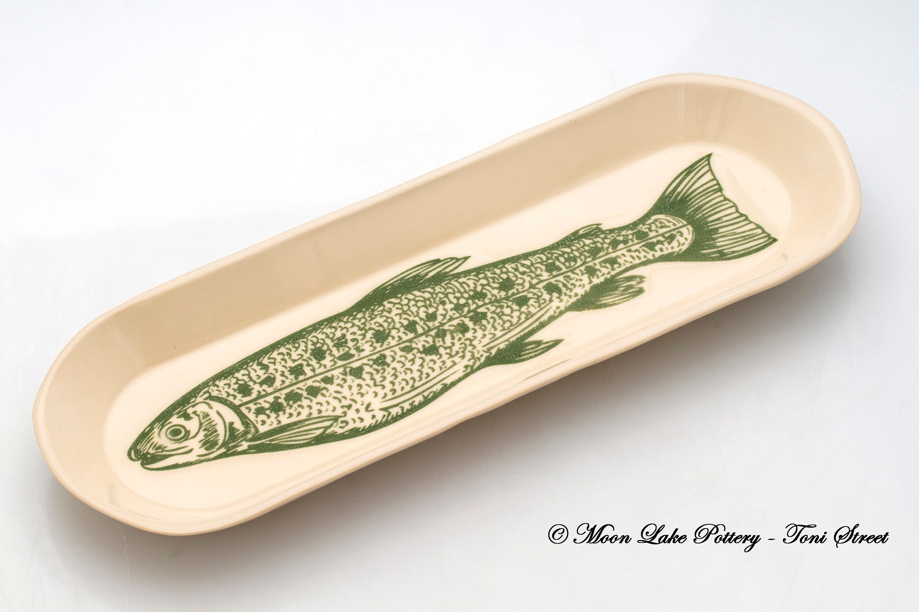 Ceramic Green Fish Serving Tray Handmade Pottery, Sushi Tray -  Canada
