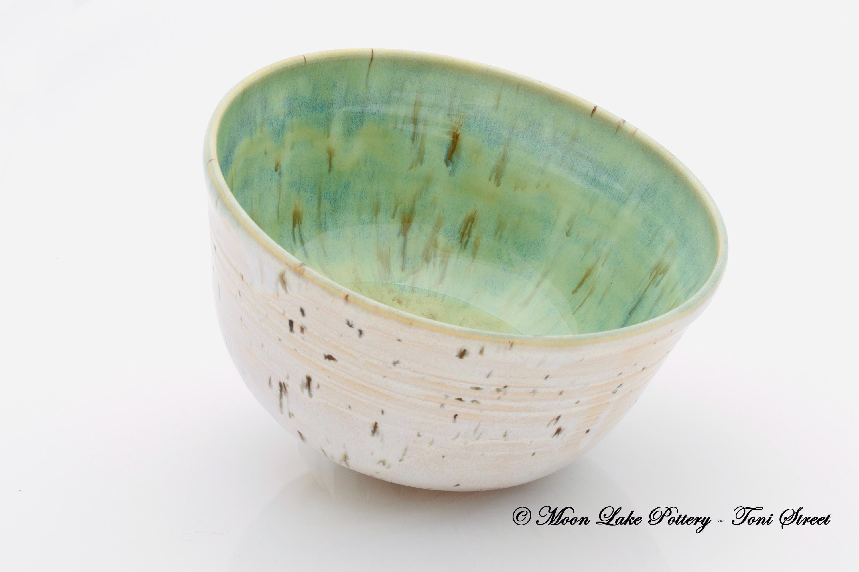 Ceramic White and Green Speckled Bowl Wheel Thrown Pottery - Etsy