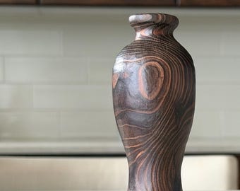 Shou Sugi Ban Vase aus verkohltem Zedernholz, Knospe, Wabi Sabi Yakisugi Vase, Minimalistische Zen Wohnkultur, Ikebana Gefäß, Handgefertigtes Naturholz