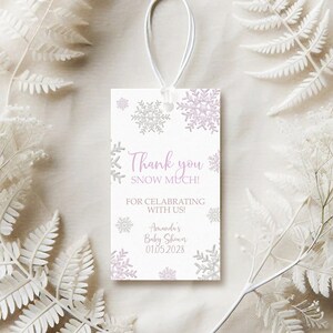 Winter Thank You Favor Tag, Editable Snowflake Multi-Use Template, Baby Shower Printable, Corjl