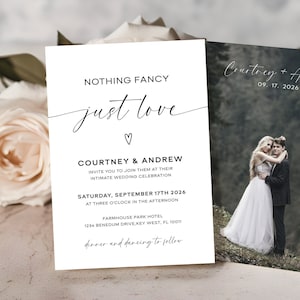 Nichts Besonderes nur Liebe | EDITIERBARE Intime Hochzeitseinladungsvorlage | Minimalistische moderne Hochzeit Elopement Einladung