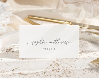 Minimalist Calligraphy Wedding Place Card Template (INSTANT DOWNLOAD)