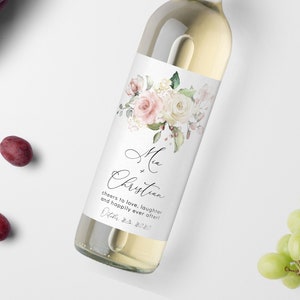 Etichetta per vino da matrimonio / Etichetta per addio al nubilato stampabile Boho modificabile / Etichetta per vino rosato rosa cipria e crema / Download immediato