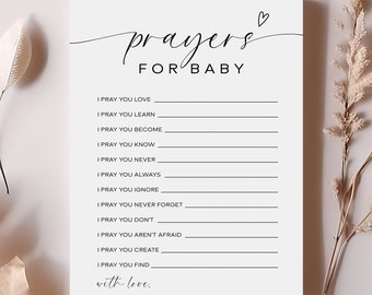 Prayers for Baby Card: Minimalist Baby Shower Keepsake (Editable Printable Template)