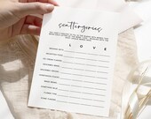 Bridal Scattergories Game: Minimalist Shower Template (EDITABLE Printable, Instant Download)