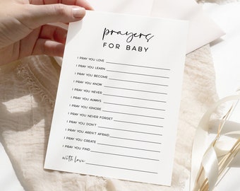 Prayers for Baby Card: Minimalist Baby Shower Template (Instant Download)