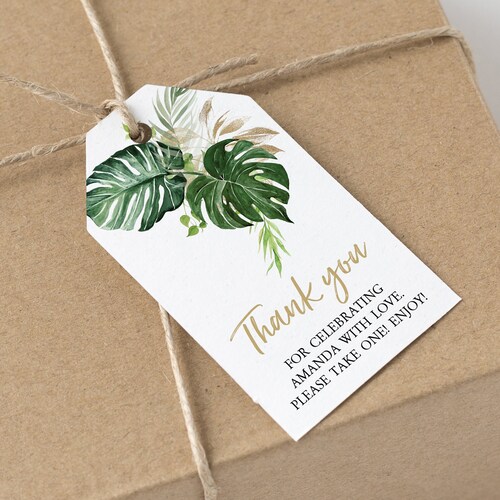 Greenery Thank You Tag Template Tropical Favor Tag Printable - Etsy