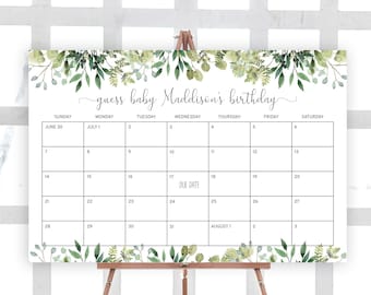 Calendario de Baby Shower con Flores: Juego de Predicción de Cumpleaños Floral (Imprimible)