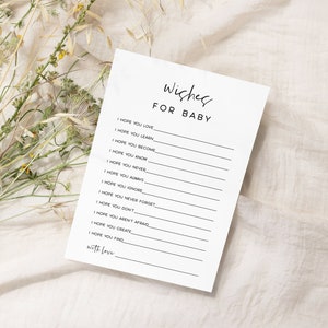 Minimalist Baby Shower Wishes Card: Editable Printable Template (Instant Download)