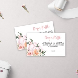Kürbis-Windel-Verlosung, Blush rosa druckbare Windel-Los, Herbst-Herbst-Babyparty-Vorlage, Mädchen-Brunch, Sofort-Download