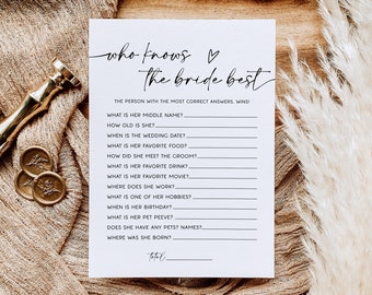 Who Knows the Bride Most Bridal Shower Game (Editable Template